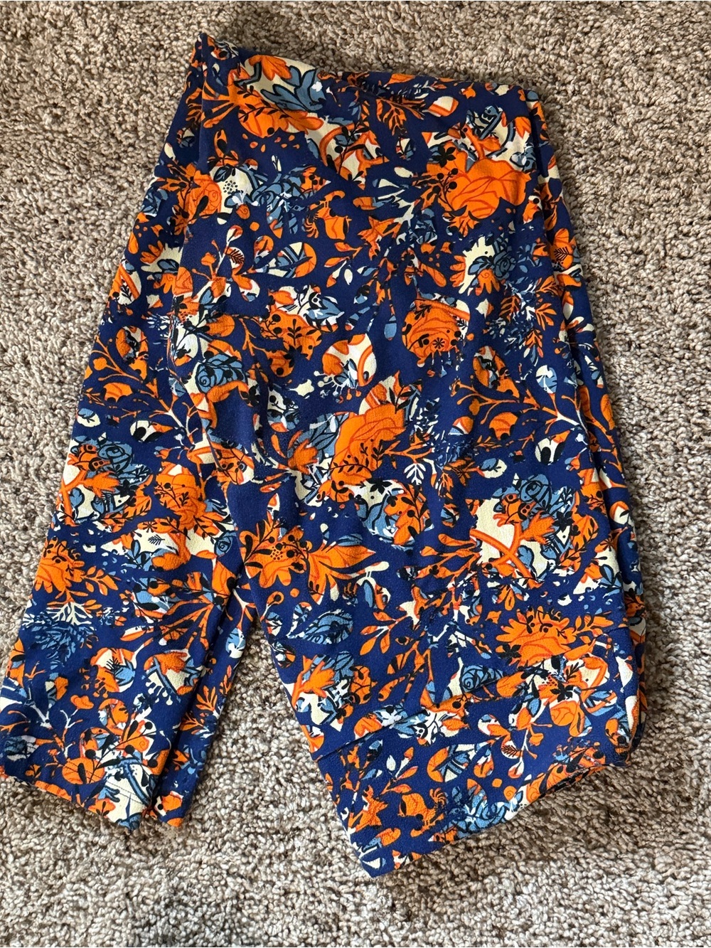 LuLaRoe Bold Floral Navy & Orange Skirt